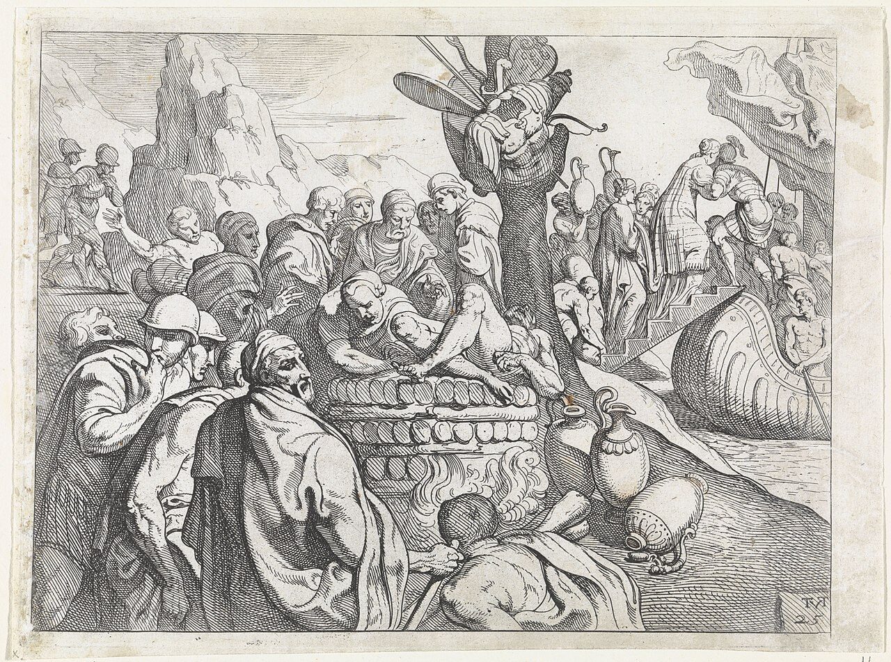 Odysseus Cremating the Body of Elpenor