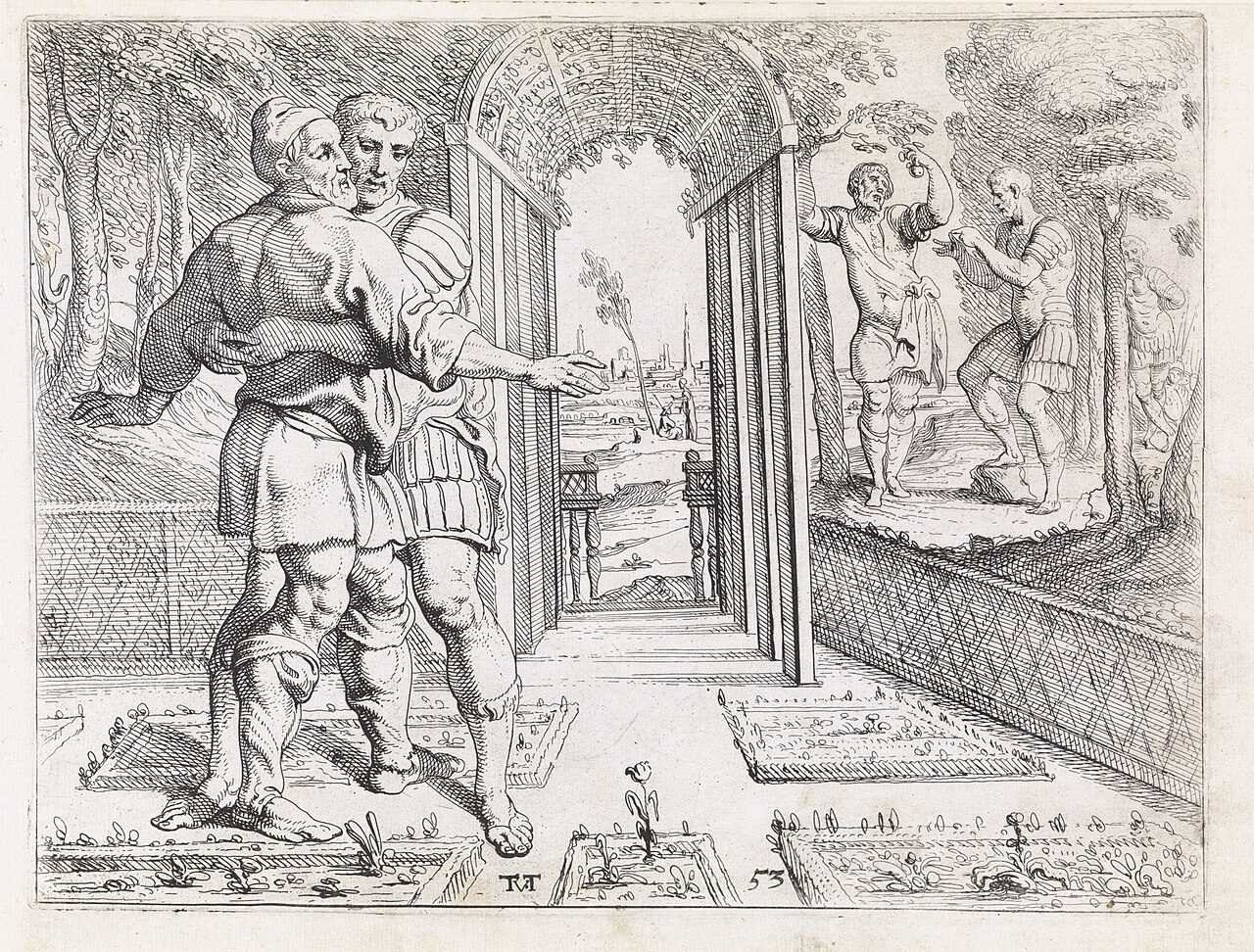 Odysseus Embracing Laertes in His Vineyard
